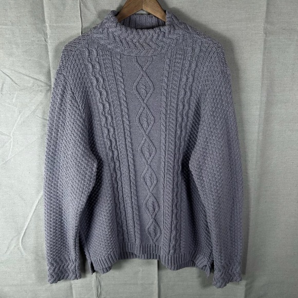 Cotton Country by Parkhurst Sweaters - Cotton Country by Parkhurst XL Lavender Cable Knit Eco Cotton Blend Sweater